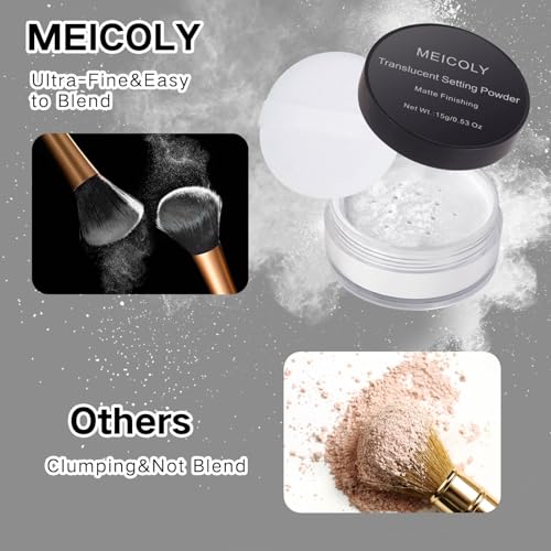 MEICOLY Translucent Loose Setting Powder - Talc-Free Matte Oil Control Face Powder for Makeup & SFX Halloween