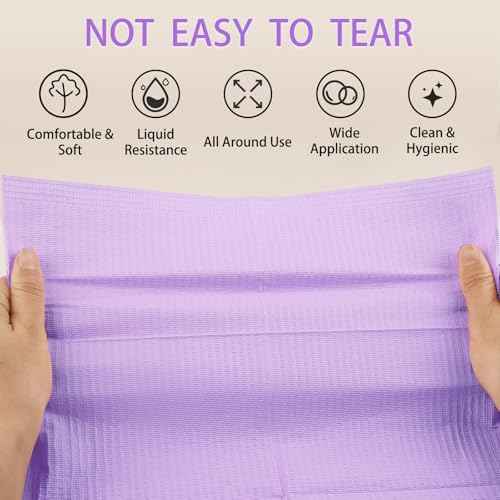 50pcs Disposable Nail Mats Foldable Nail Paper Towels for Table Acrylic Nail Practice Sheet, 3 Ply Waterproof Clean Nail Table Practice Mat for Salon Manicure Tattoo,Nail Art Accessories(Purple)