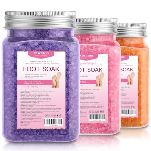 Himalayan Pink Salt Foot Soak Kit - 3 Pack Epsom Salts with Essential Oils