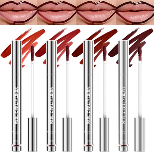 4Pcs Peel Off Lip Liner Set - 24H Waterproof Matte