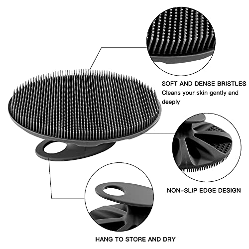 INNERNEED Silicone Body Cleansing Brush with Facial Scrubber, Soft Silicone Shower Scrubber, Gentle Exfoliating Brush, Promotes Blood Circulation, Relieves Stress