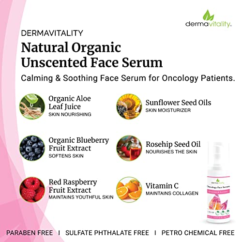 Unscented Face Moisturizer for Chemo patients ? Natural Organic Oncology Face Cream Paraben, Pthalate and Chemical Free Hydrating and Soothing Face Serum for Cancer patients ? 1 Ounce