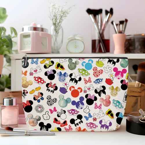 4PCS Cute Cartoon Print Makeup Bag Magic Cartoon Mouse Cosmetic Bag Cute Mouse Animal Lovers Gifts for Women Female Her Daughter Cousin Best Friend Bestie BFF Mothers Nurse Day Graduation Birthday