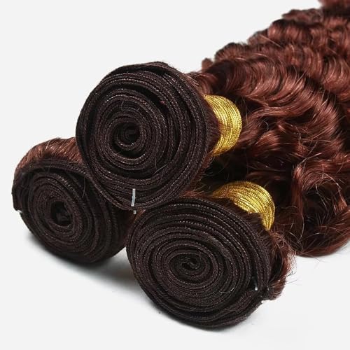 G33-Reddish Brown Deep Wave Hair Bundles 24/26/28 Inch Human Virgin Hair
