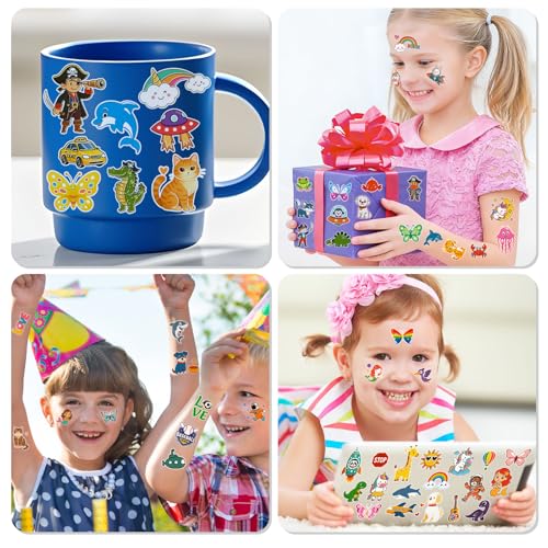 Glow In The Dark Temporary Tattoos, 350 Mixed Designs for Kids
