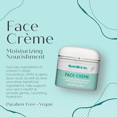 NutriBiotic ? Antioxidant Properties Face Cream, 2 Oz with GSE | Deep Moisturizing with Aloe, Botanical Oils, DMAE, Tocotrienols, Vitamin C Ester, Alpha Lipoic Acid | Natural Fragrance | Paraben Free