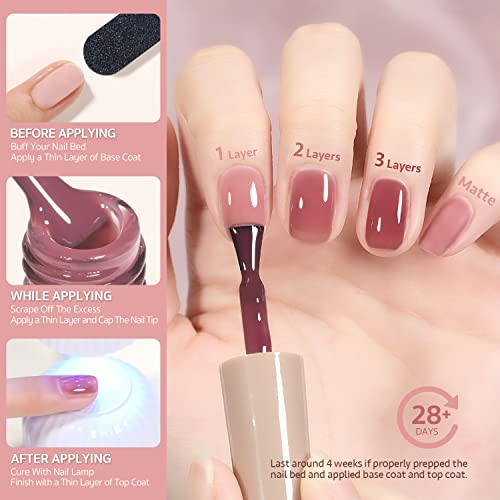 GAOY Rose Garden Jelly Gel Nail Polish Set - 6 Sheer Nude & Pink Colors