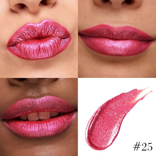 evpct Rose Red Glitter Lip Liner & Liquid Lipstick Set - Long Lasting, Waterproof