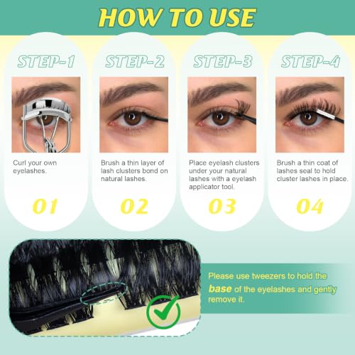Lash Clusters Kit 10-18mm D Curl Fluffy Eyelash Extensions with Bond & Seal