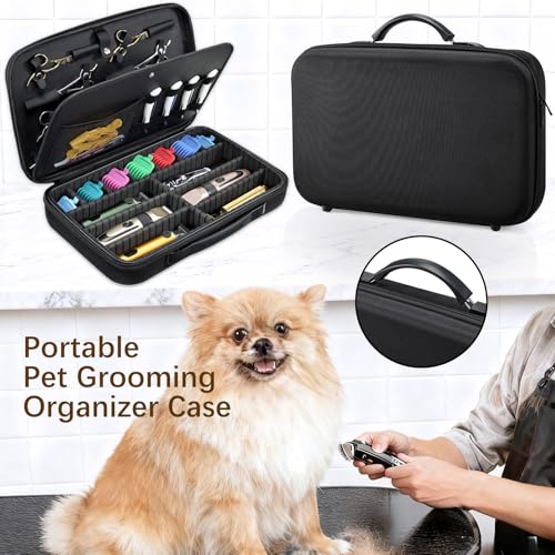 Yueieoun 17-inch Barber Clippers Organizer Bag with Adjustable Dividers