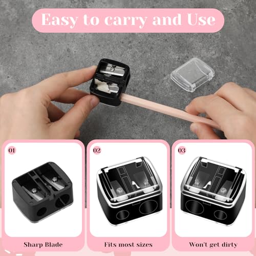 5-Pack Dual-Hole Cosmetic Pencil Sharpener for Eyeliner & Lip Pencils