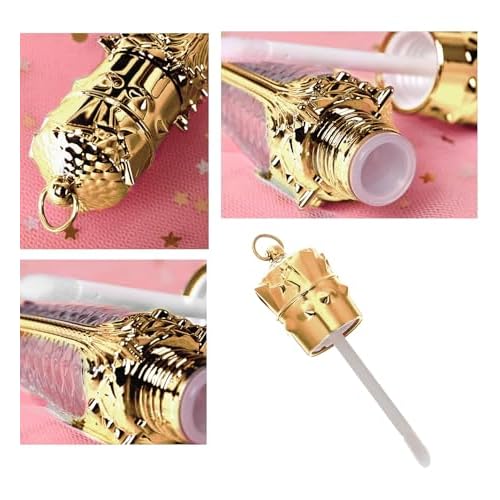 CTKcom 3ml Lip Gloss Tubes Empty Lip Glaze Containers with Radish Shape Plastic Refillable Lip Gloss Containers with Wand, for Women Girls DIY Cosmetic Makeup,Gold,10 Pack