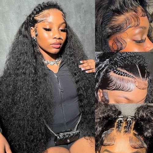30 Inch Deep Wave Lace Front Wigs Human Hair 210 density 13x6 HD Transparent Lace Front Wigs Human Hair Glueless Wigs Human Hair Pre Plucked Deep Curly Human Hair Wig for Women