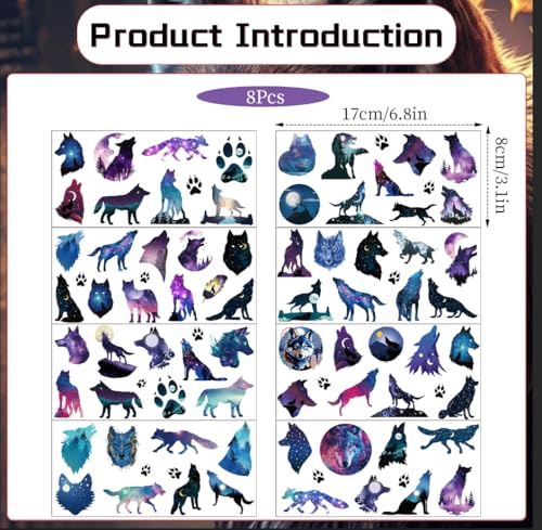 Gameza Wolf Temporary Tattoo Stickers - 85 Piece Set