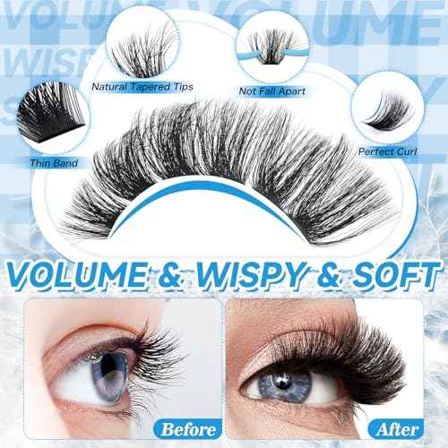 Lash Clusters 100D+200D 3D Volume Eyelash Clusters 10-18mm Thick Individual Lashes 231pcs D Curly Cluster Eyelash Extensions Soft DIY Lash Extension At Home(0.05D,100D+200D)