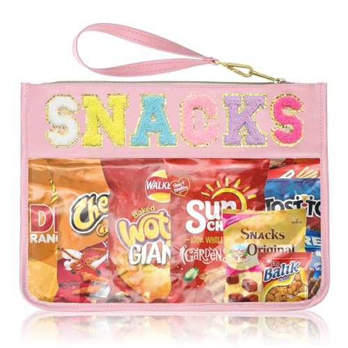 Siwara Clear Cosmetic Bag with Chenille Letters Travel Makeup Pouch