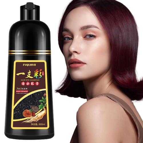 Yocisku Dark Wine Red Hair Dye Shampoo 3-in-1 for Men & Women