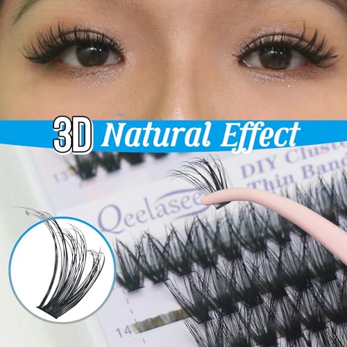 3D Effect Qeelasee 40d Lash Clusters Eyelash Extensions Wispy DIY Individual Eye Lashes Natural Volume 240pcs Mix9-16mm (3D effect, 40D-MIX9-16)