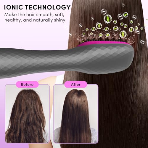 Longyu 3-in-1 Hair Dryer Brush & Straightener 1200W