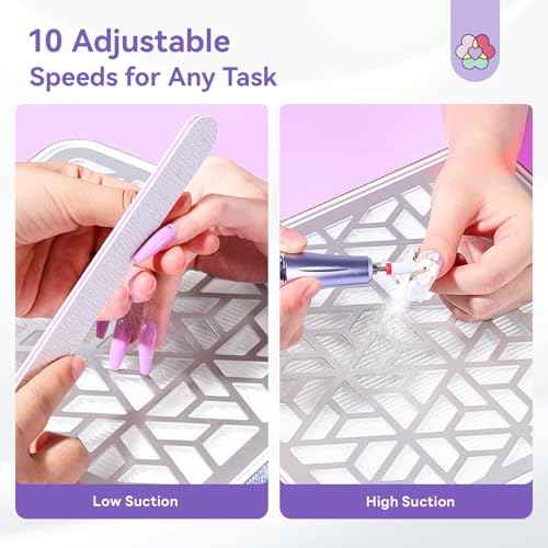 SAVILAND Advanced 4000RPM Nail Dust Collector: Rhinestones Shining Powerful Suction Dust Collector Nail Tech Adjustable Speeds Less Than 25db Nail Duster Vacuum For Acrylic Nails Tool Polish Salon Set