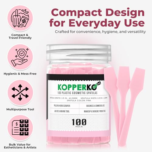 Kopperko Cosmetic Spatulas 2.5" Small Plastic 100 Pack