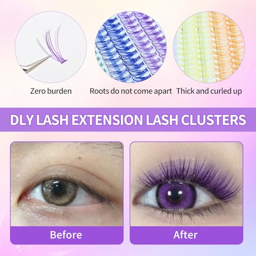 D Curl Colored Lash Clusters 20P 240 Pcs Faux Mink 14-16mm
