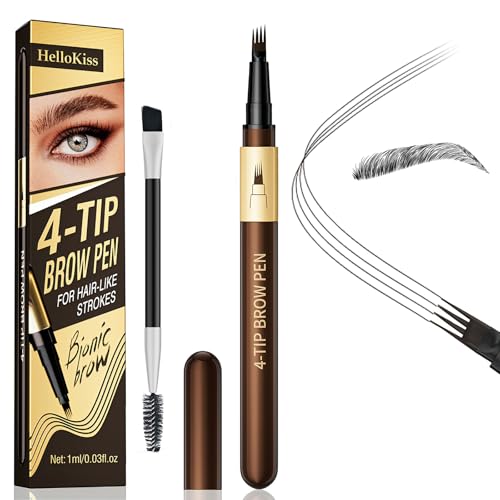 DUDUDU 4-Tip Microblading Eyebrow Pen - Waterproof Black Brow