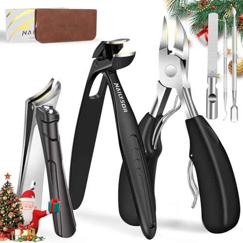 Toenail Clippers for Thick Toenails 6Pcs, Long Handle Nail Clippers for Seniors Angled Head with Catcher, 45¡Æ Slanted Toe Nail Clippers Curved Blade, Ergonomic Wide Jaw Opening Heavy Duty