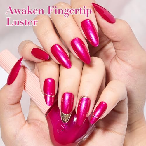 COSMOO Hot Pink Ultra Chrome Nail Polish - 12ml Quick Dry Shimmer