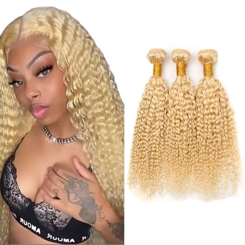 613 Blonde Water Wave Hair Bundles - 3 Packs, 14-18 Inch