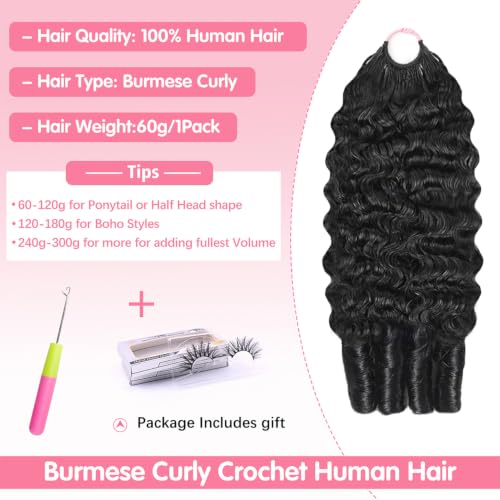 Burmese Curly Crochet Hair 18" Virgin Remy Human Hair