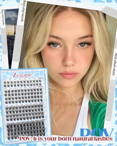 Zegaine Natural Lash Clusters 8-14mm Short Curly Spiky Wispy False Eyelashes