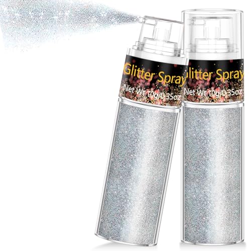 Scarman Hair and Body Glitter Spray - Ultra Fine Silver Holographic Glitter