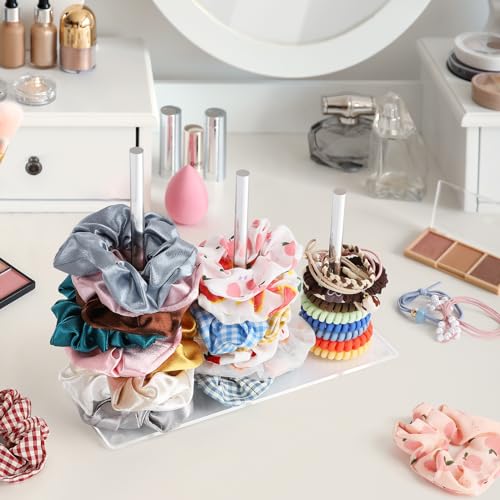 Suneerplay Acrylic 3-Tier Scrunchie Holder Stand - Hair Tie Organizer