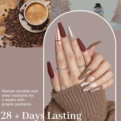 Modelones Gel Nail Polish Set Holiday Edition - Nude to Burgundy Glitter 6 Colors (B Holiday Set)