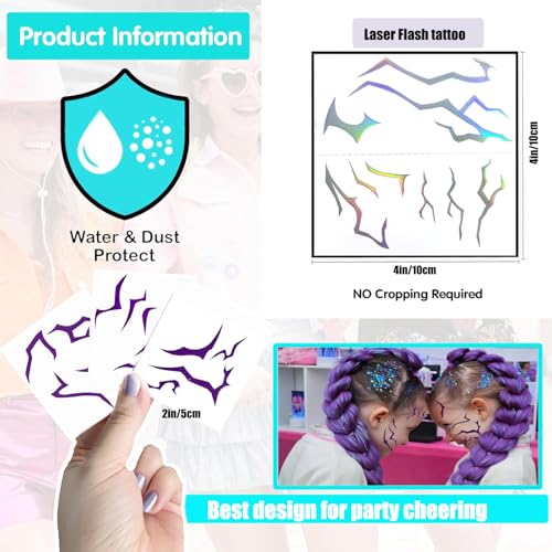 56 Pcs Kpop Glow in Dark Temporary Tattoos with Laser Foil