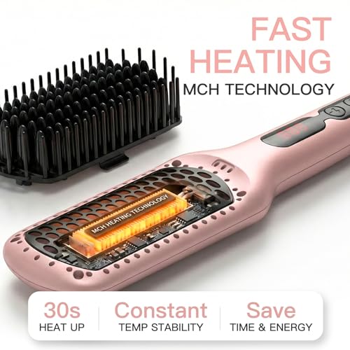 MegaWise Ionic Hair Straightener Brush – All Hair Types