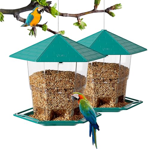 KSIA Squirrel Proof Bird Feeder - Durable Outdoor Hanging Feeder, 2 Pack