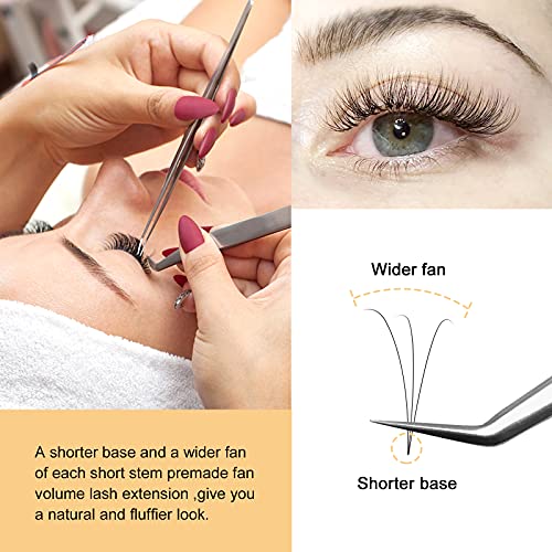 QUEWEL Volume Lash Extensions 3D 0.10mm C Curl Mix-8-15mm Short Stem Premade Fans Soft Optinal 3D 4D 5D 6D 7D 8D 0.07/0.10mm C/D 8-20mm Mix-9-16mm 12-15mm 8-15mm (3D 0.10C MIX8-15)