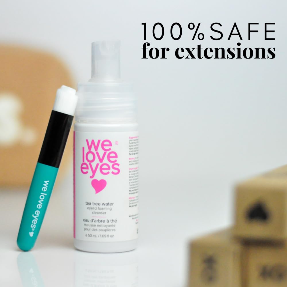 We Love Eyes - 100% Oil Free Tea Tree Water Eyelid Foaming Cleanser - For Eyelash Extension Home Care, Extend Lash Retention, Non-Irritating Formula