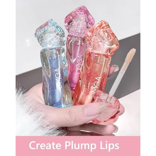 Lip Glow Oil Set, Sheer Lip Glosses Set, Watery Clear Texture, Can Be Used Alone or Layered Over Lipstick for Plumping Lips (3 Packs)