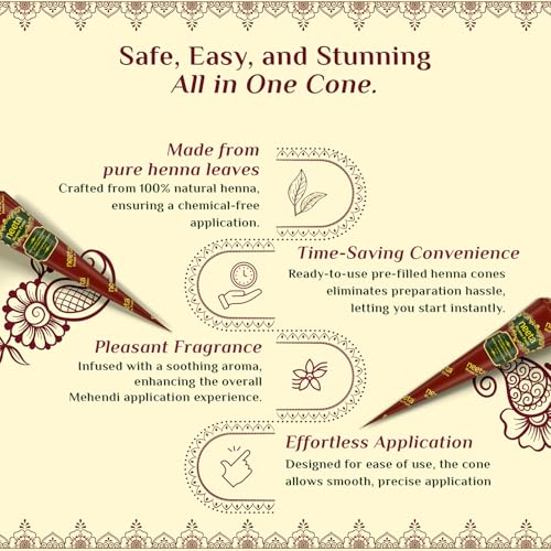 Neeta Ready-to-Use Henna Paste Cones - Reddish Brown (Pack of 4)