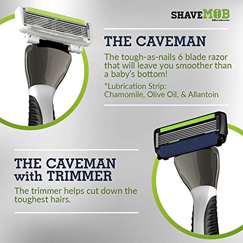 ShaveMOB 6-Blade Men's Razor Kit (Flex Head Handle with 4 Refills) (No Trimmer) - The Caveman Shaving Kit