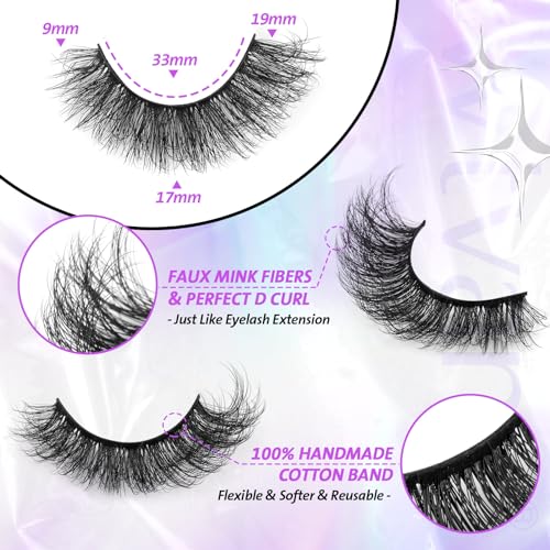 Lashes Wispy Eyelashes 6 D Volume Faux Mink Lashes Fluffy False Eyelashes 19MM D Curl Lash Extension Fake Eyelashes 14 Pairs by wtvane