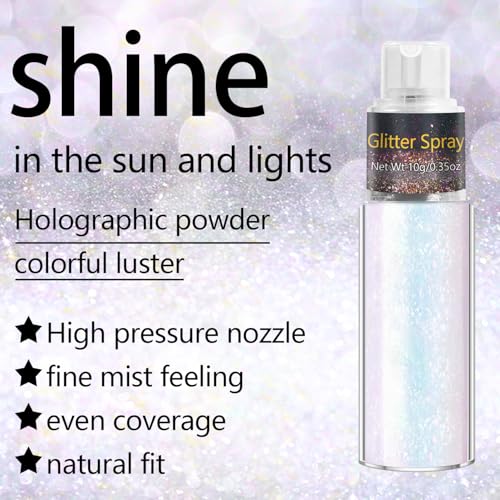 Pink Glitter Body & Face Spray - Holographic Highlighter for Hair & Clothing, 10g