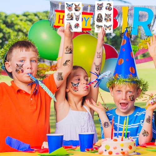 160 PCS Watercolor Animals Temporary Tattoos for Kids