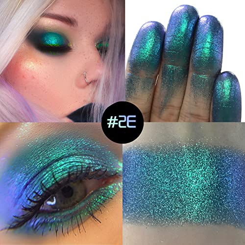 DE'LANCI Duo Chrome Green Eyeshadow - Peacock Blue Shimmer