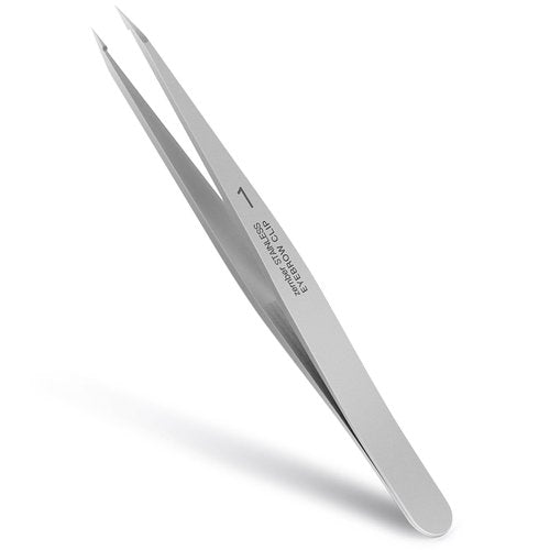 ZERNBER Pointed Tweezers for women Facial hair, Precision Tweezers for Eyebrows, Chin Hair，Ingrown Hair, Splinters, Glass Removal（Silver）