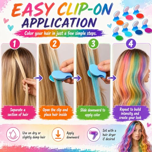 8 Colors Temporary Hair Chalk - Washable Hair Dye Set