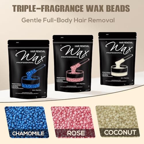 900g / 2lbs Wax Beads, Hard Wax Beads for Brazilian Bikini & Coarse/Stubborn Hair with 3 Go-To Scents,Wax Beads for Hair Removal At-Home Waxing on Bikini,Face, Legs,Body